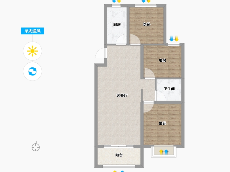 河北省-廊坊市-映园春晓-79.89-户型库-采光通风