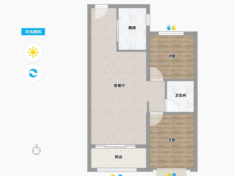 河北省-廊坊市-映园春晓-66.73-户型库-采光通风