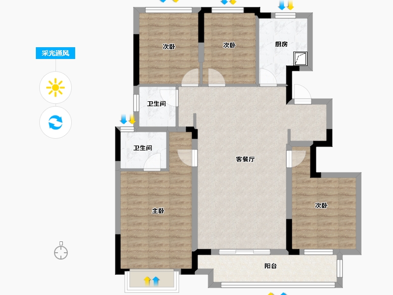 福建省-福州市-望海潮小区-100.00-户型库-采光通风