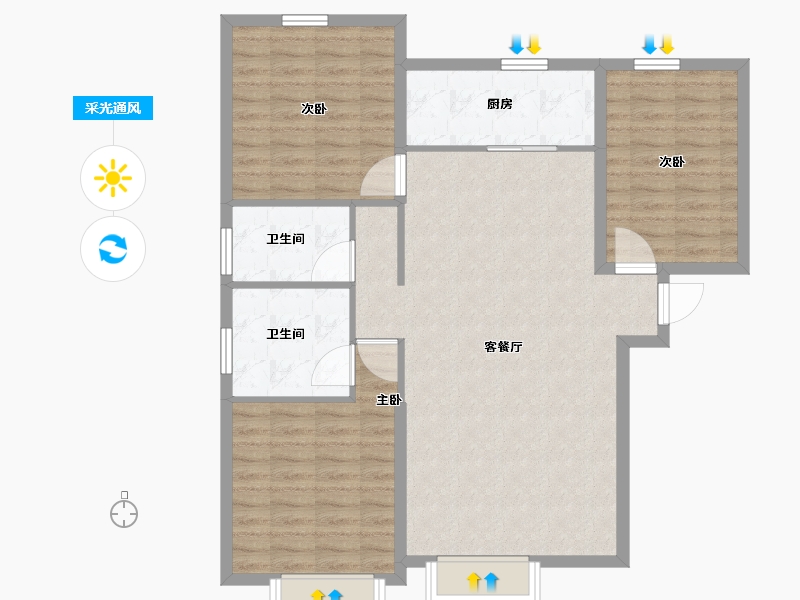 新疆维吾尔自治区-乌鲁木齐市-枫香雅郡-98.96-户型库-采光通风