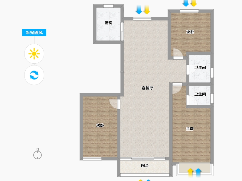 宁夏回族自治区-吴忠市-玺悦府-102.34-户型库-采光通风