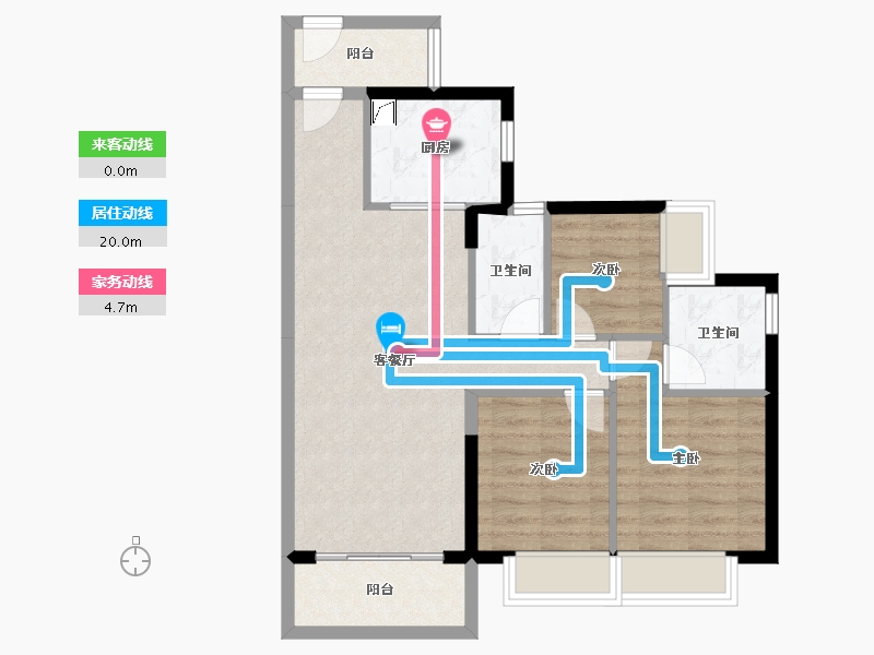 广东省-江门市-鹤山时代天韵-73.87-户型库-动静线