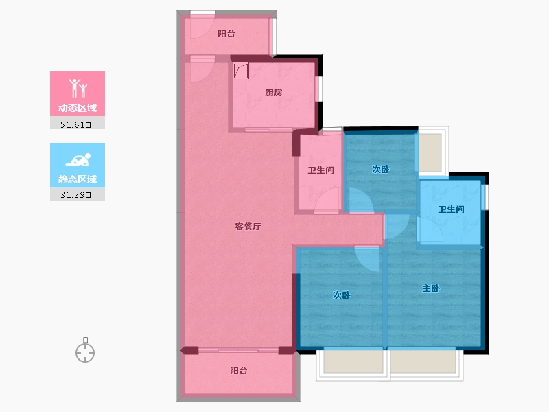 广东省-江门市-鹤山时代天韵-73.87-户型库-动静分区