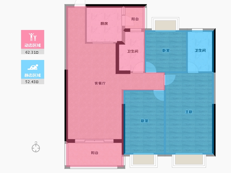 陕西省-渭南市-恒大珺睿府-104.11-户型库-动静分区