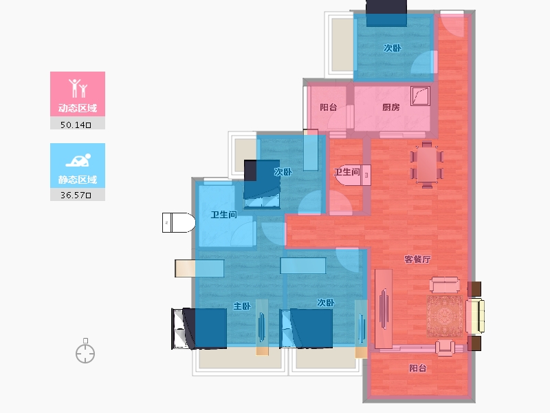 广东省-江门市-汇银江南富湾-75.60-户型库-动静分区