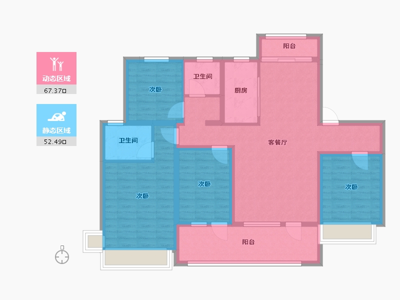 山东省-济宁市-九巨龙常青府·世家-106.27-户型库-动静分区