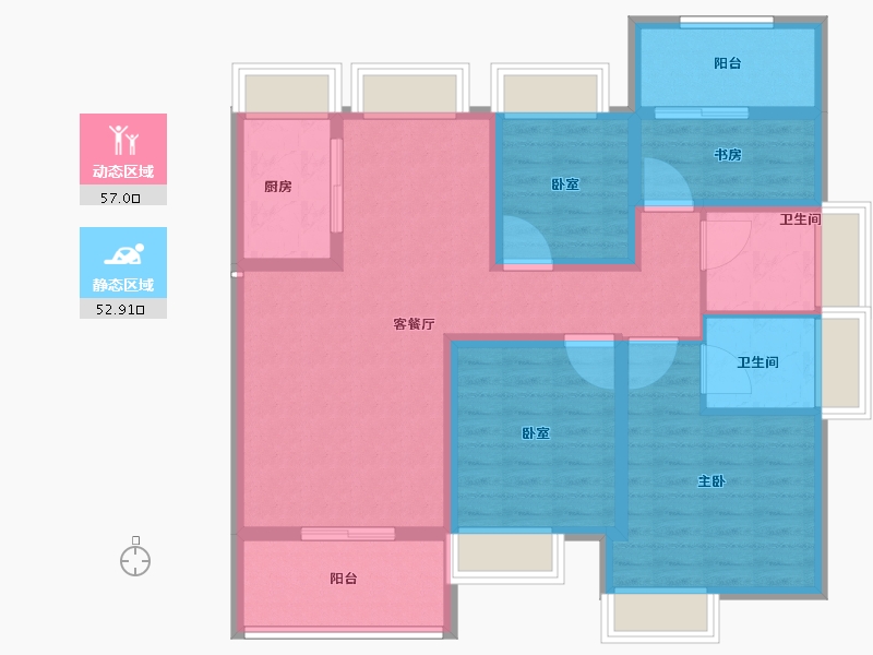 贵州省-六盘水市-公园道1号-97.61-户型库-动静分区