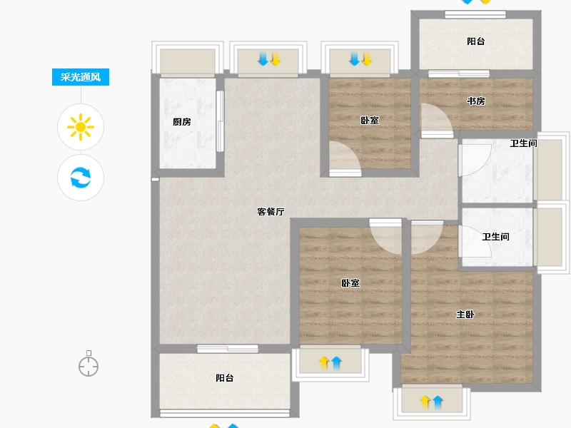 贵州省-六盘水市-公园道1号-97.61-户型库-采光通风