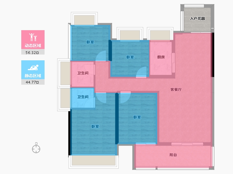 贵州省-六盘水市-公园道1号-94.20-户型库-动静分区