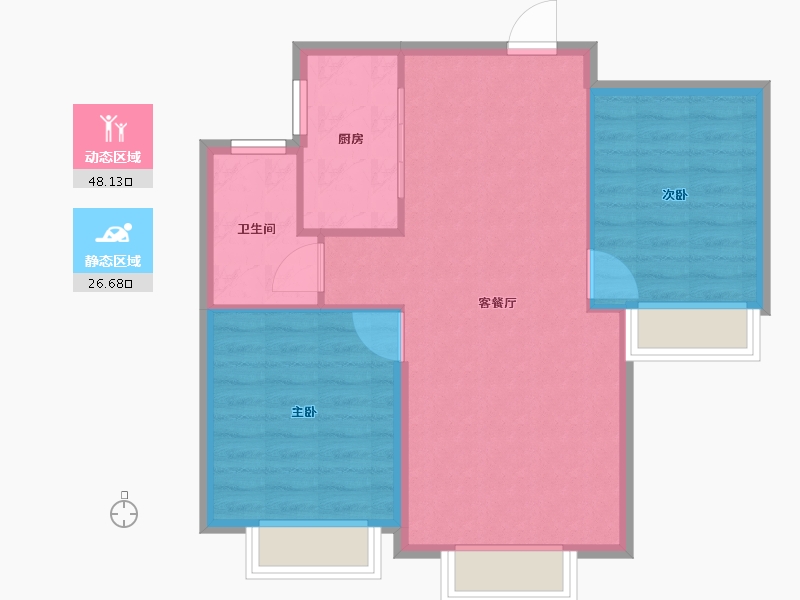 新疆维吾尔自治区-乌鲁木齐市-枫香雅郡-68.38-户型库-动静分区