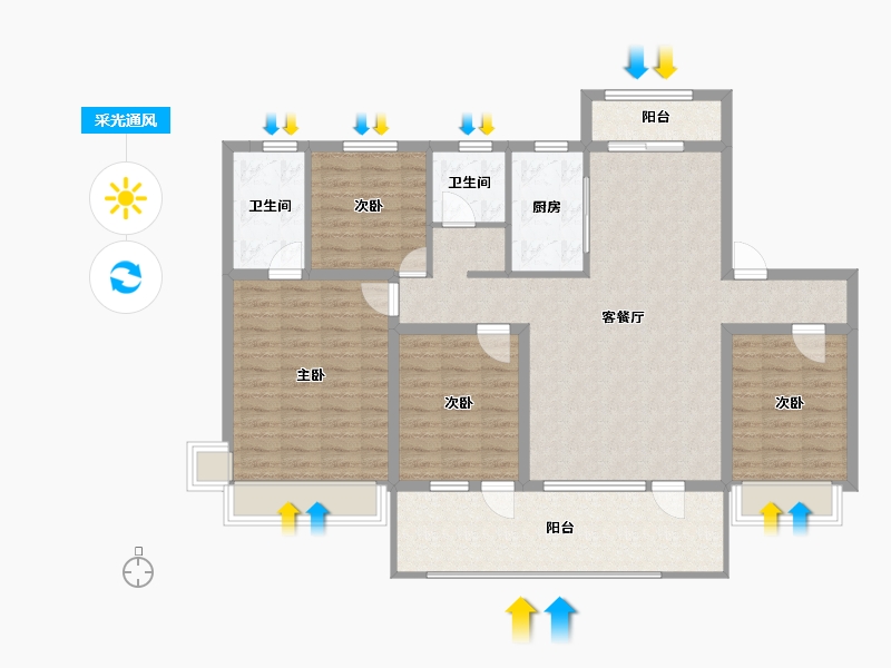 山东省-济宁市-九巨龙常青府·世家-119.77-户型库-采光通风