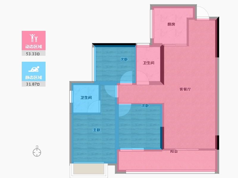 贵州省-六盘水市-九城·红桥首府-75.78-户型库-动静分区