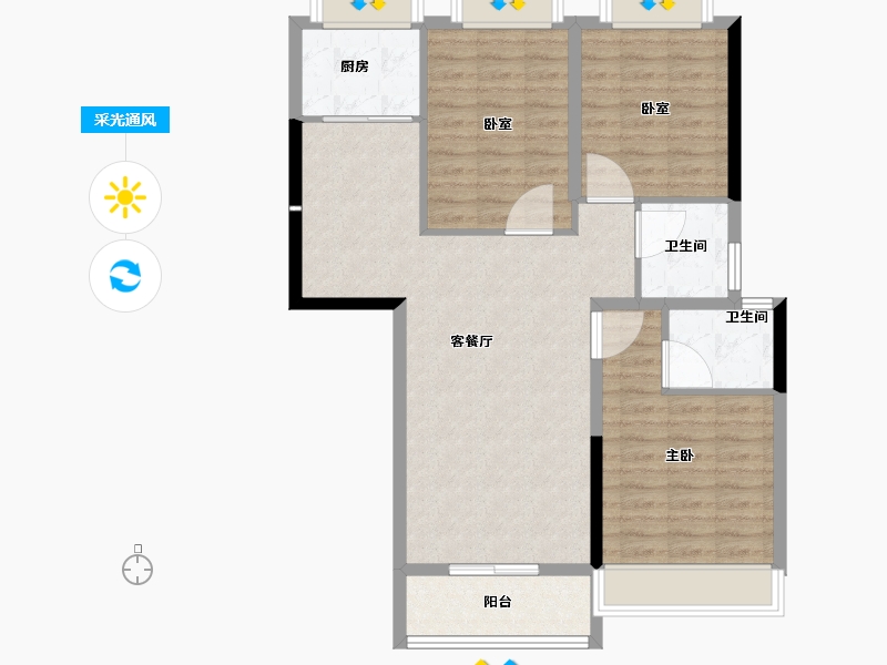 贵州省-六盘水市-公园道1号-90.41-户型库-采光通风