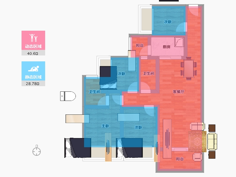 广东省-江门市-汇银江南富湾-58.40-户型库-动静分区