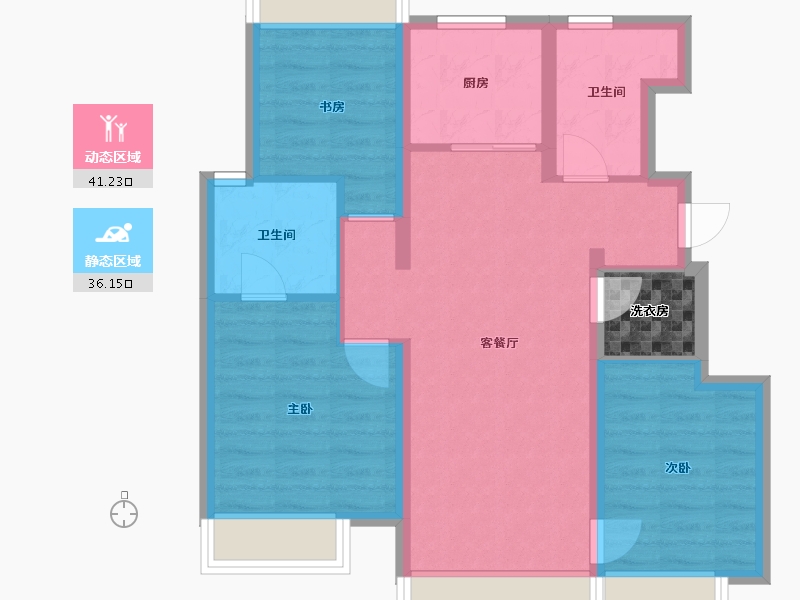 辽宁省-大连市-龙湖金湾天钜-71.00-户型库-动静分区