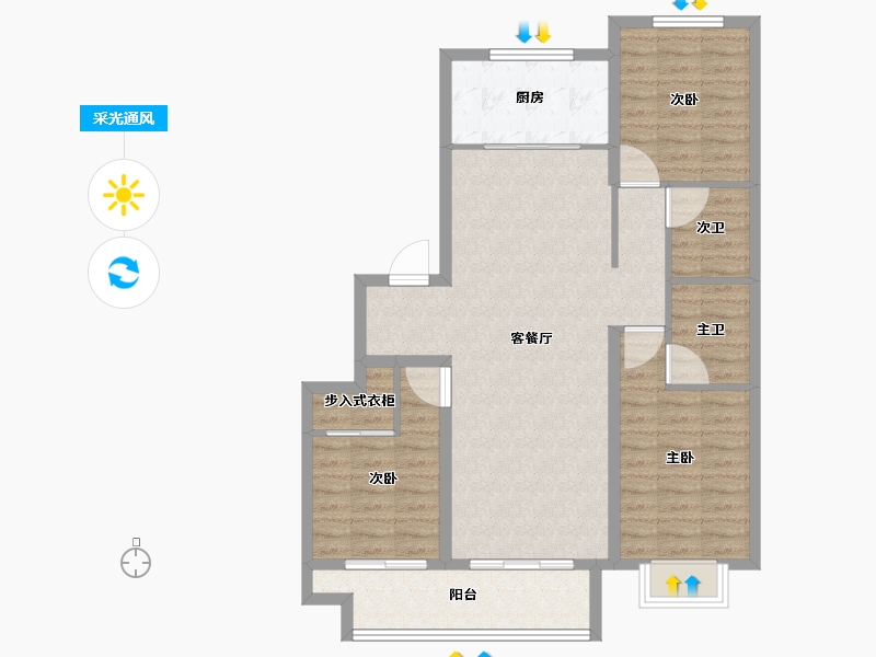 河北省-廊坊市-映园春晓-95.09-户型库-采光通风