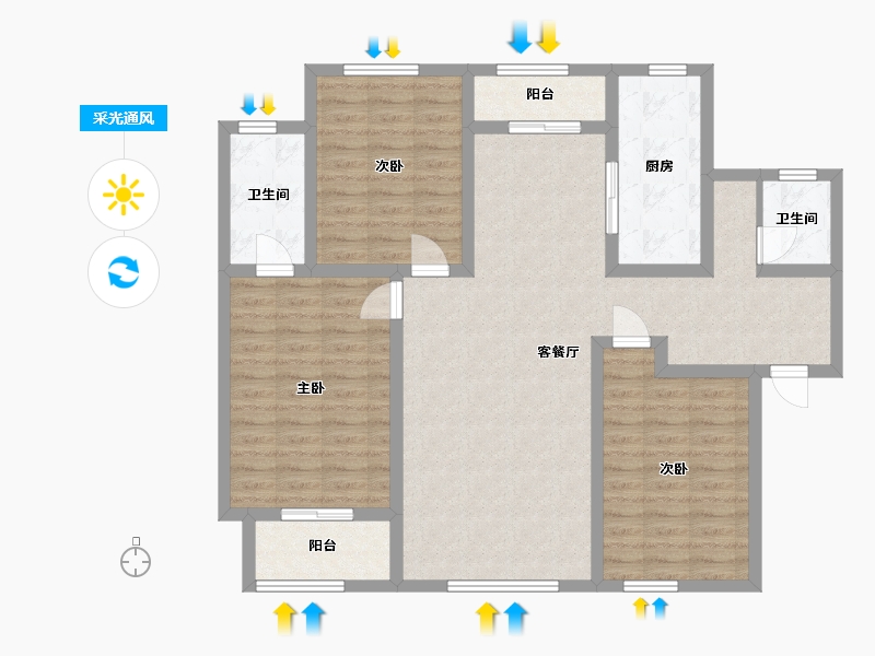 陕西省-宝鸡市-轩苑盛世-三期-109.00-户型库-采光通风