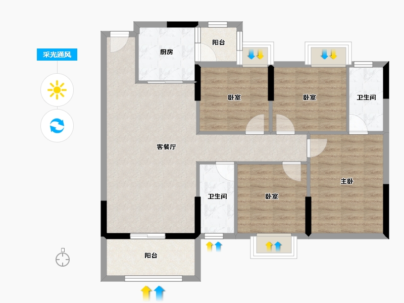 广东省-江门市-文华豪庭-93.53-户型库-采光通风