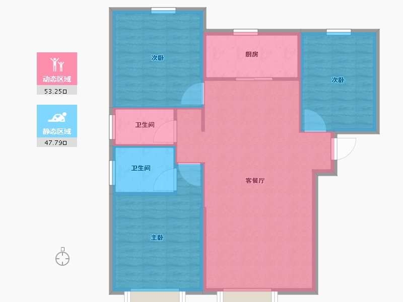 新疆维吾尔自治区-乌鲁木齐市-枫香雅郡-92.24-户型库-动静分区