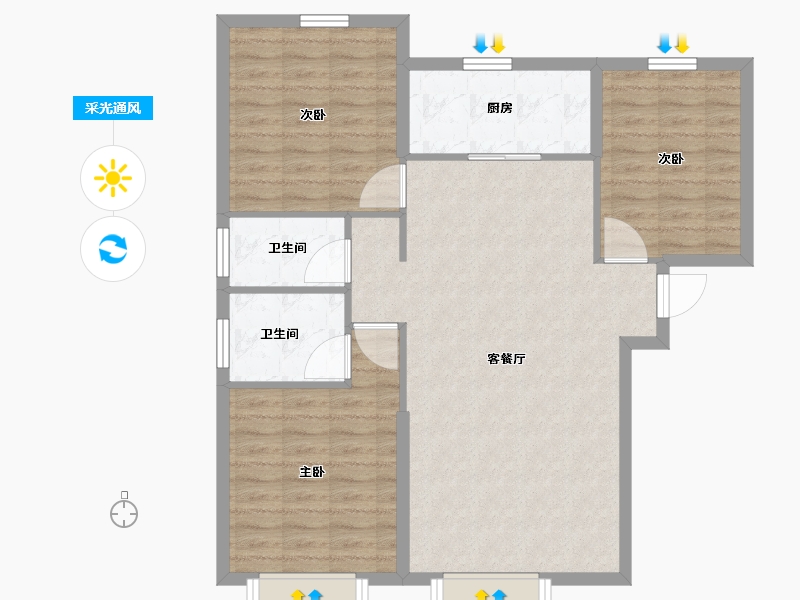 新疆维吾尔自治区-乌鲁木齐市-枫香雅郡-92.24-户型库-采光通风