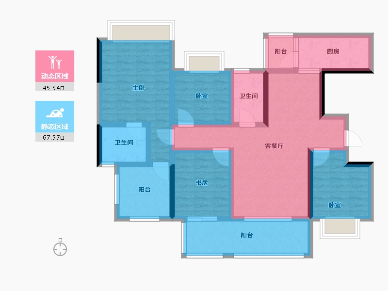 贵州省-六盘水市-水城麒龙香山美域-98.71-户型库-动静分区