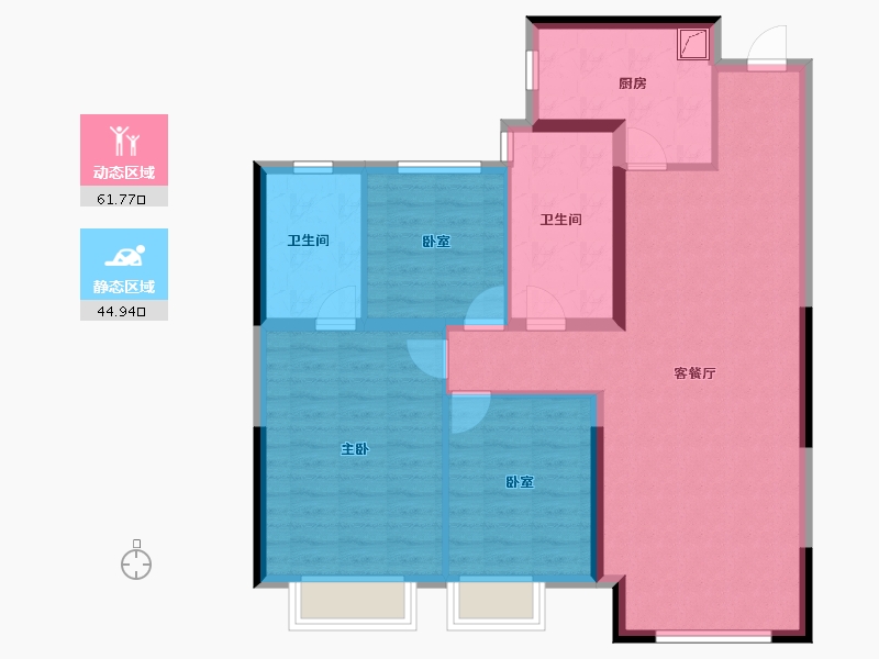 内蒙古自治区-鄂尔多斯市-鄂尔多斯恒大名都-96.00-户型库-动静分区