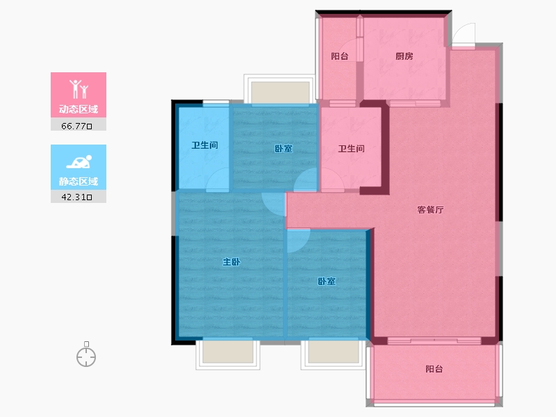 陕西省-渭南市-恒大珺睿府-98.66-户型库-动静分区