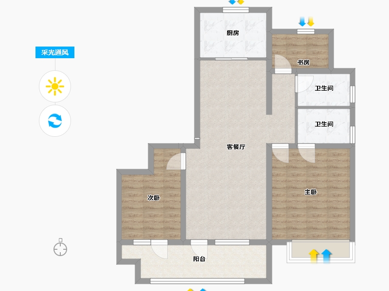 宁夏回族自治区-银川市-吾悦和府-100.00-户型库-采光通风