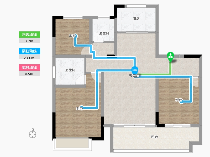 安徽省-蚌埠市-妙景天成-100.94-户型库-动静线