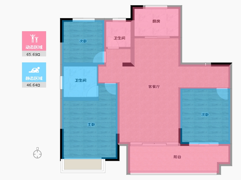 安徽省-蚌埠市-妙景天成-100.94-户型库-动静分区