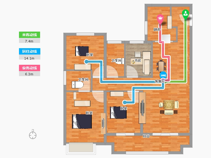 山东省-菏泽市-华地翡翠公园-115.00-户型库-动静线