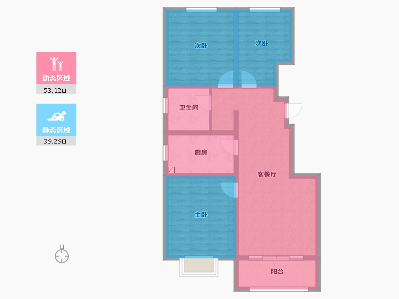 山西省-忻州市-尧阳梧桐园-81.81-户型库-动静分区