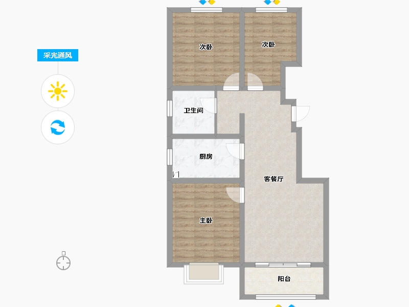 山西省-忻州市-尧阳梧桐园-81.81-户型库-采光通风