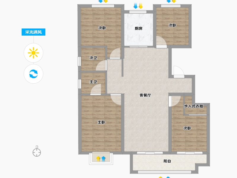 河北省-廊坊市-映园春晓-109.68-户型库-采光通风