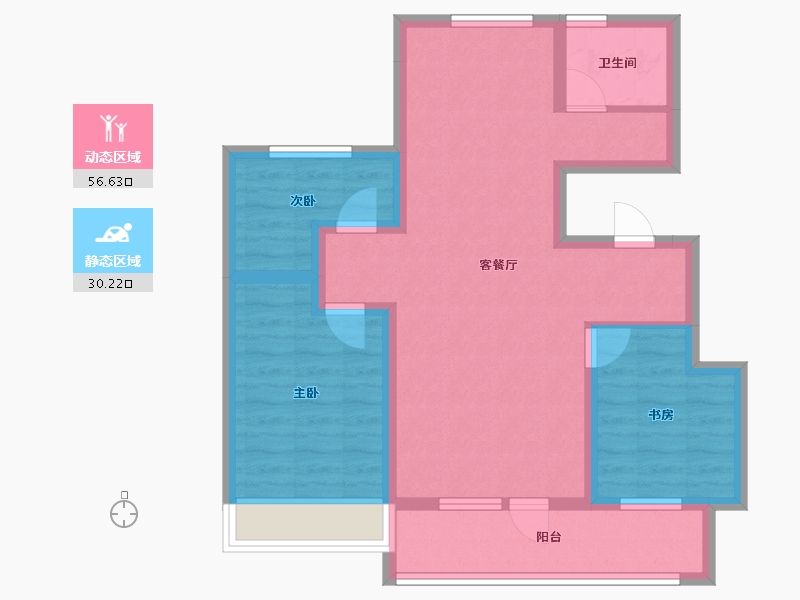 辽宁省-沈阳市-志城·中央公园·铂翠园-76.44-户型库-动静分区