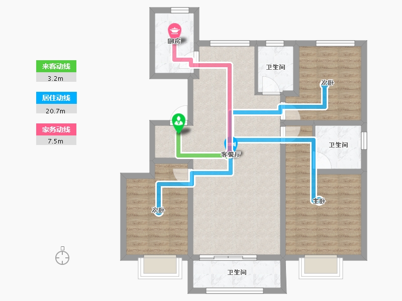 山西省-忻州市-​阳光丽景-91.85-户型库-动静线