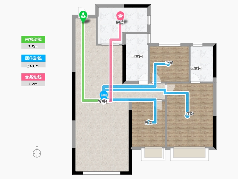 内蒙古自治区-鄂尔多斯市-鄂尔多斯恒大名都-101.60-户型库-动静线