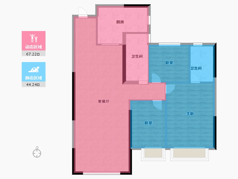 内蒙古自治区-鄂尔多斯市-鄂尔多斯恒大名都-101.60-户型库-动静分区