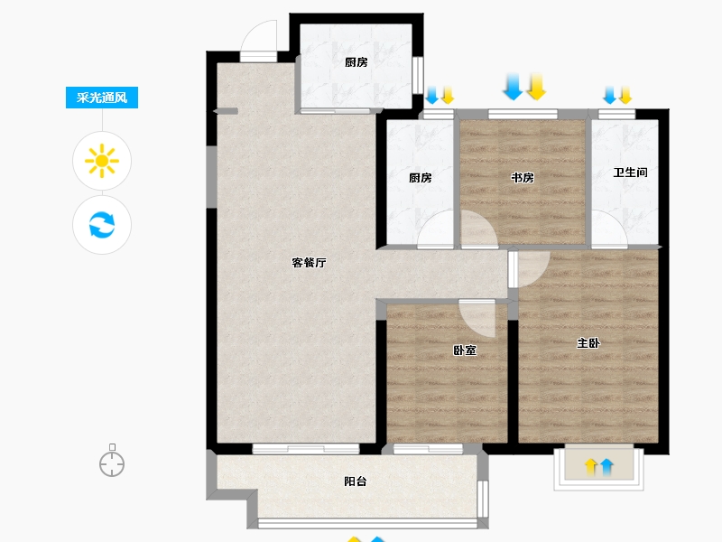 山东省-菏泽市-华地翡翠公园-91.20-户型库-采光通风