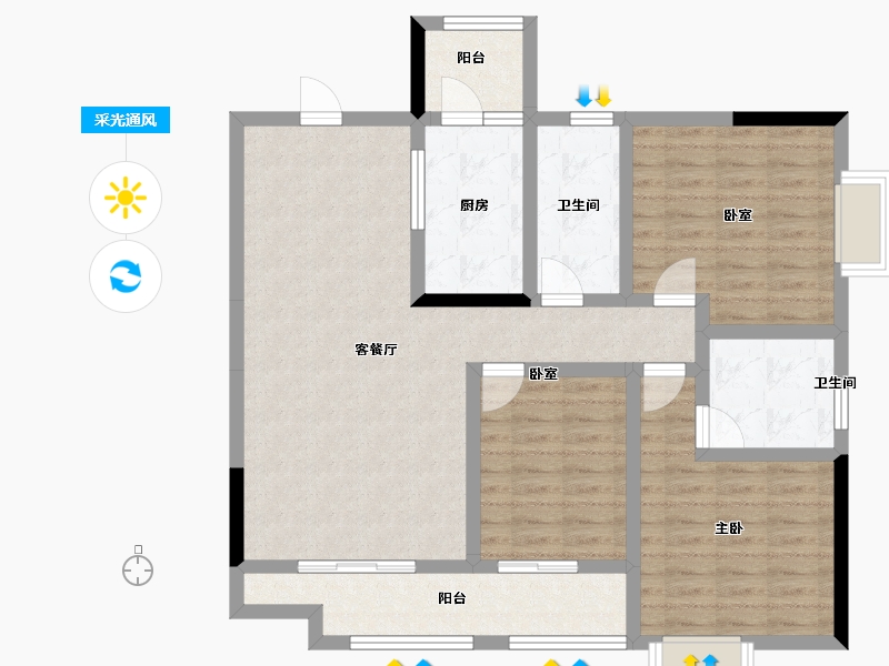 贵州省-六盘水市-碧辉·祥和人家-100.86-户型库-采光通风