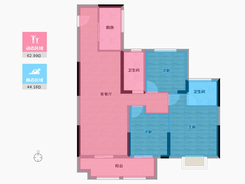 浙江省-湖州市-雅居乐滨江国际-95.95-户型库-动静分区