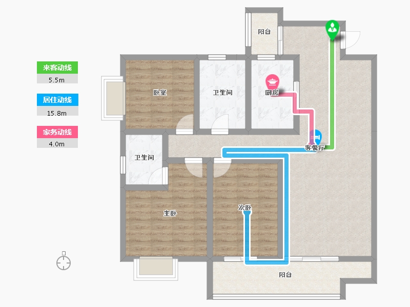 贵州省-六盘水市-碧辉·祥和人家-106.40-户型库-动静线