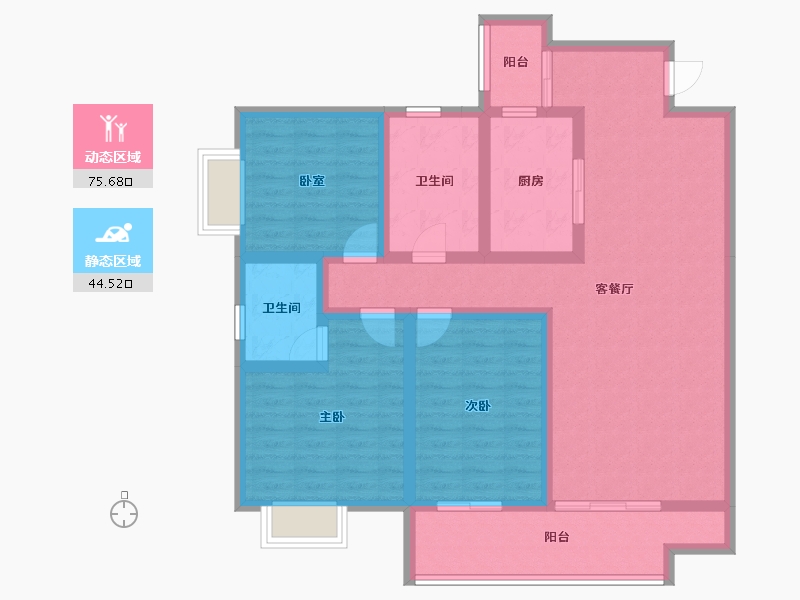 贵州省-六盘水市-碧辉·祥和人家-106.40-户型库-动静分区