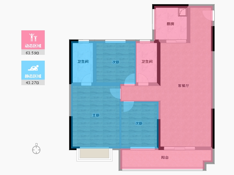 安徽省-蚌埠市-奥园誉府-94.90-户型库-动静分区