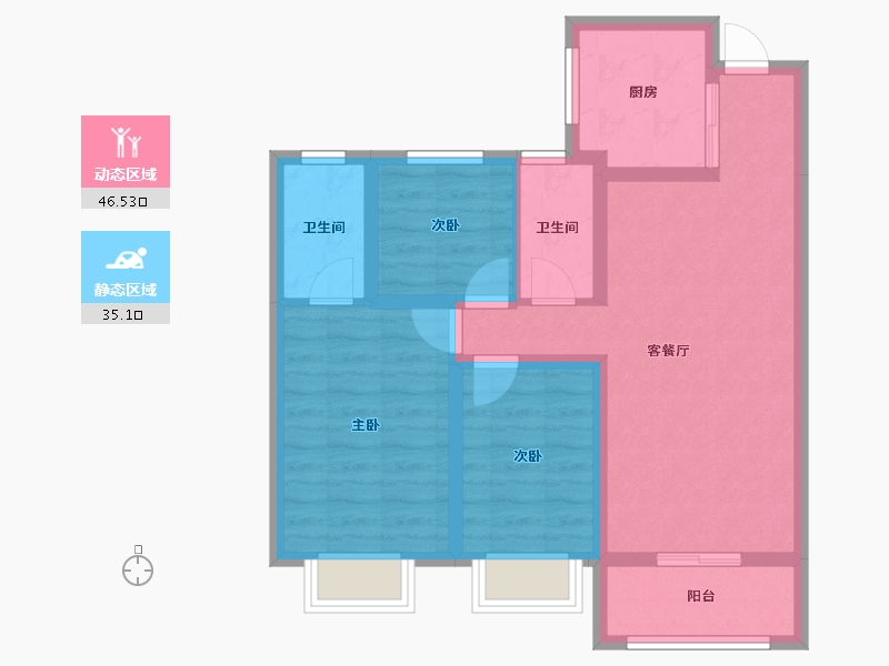 山西省-太原市-太原龙湖天鉅-71.74-户型库-动静分区