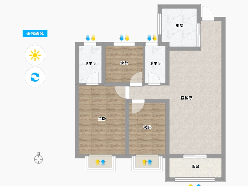 山西省-太原市-太原龙湖天鉅-71.74-户型库-采光通风