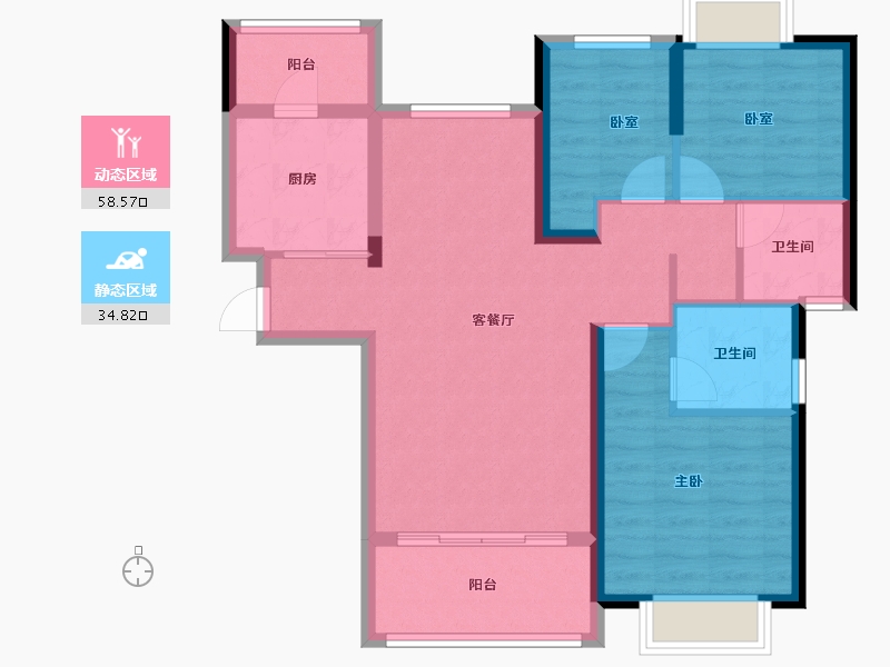 陕西省-渭南市-恒大珺睿府-83.11-户型库-动静分区