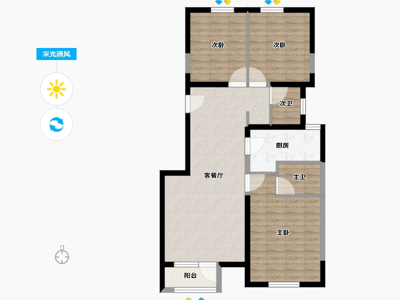 河北省-廊坊市-佳悦丽庭·住宅-86.32-户型库-采光通风