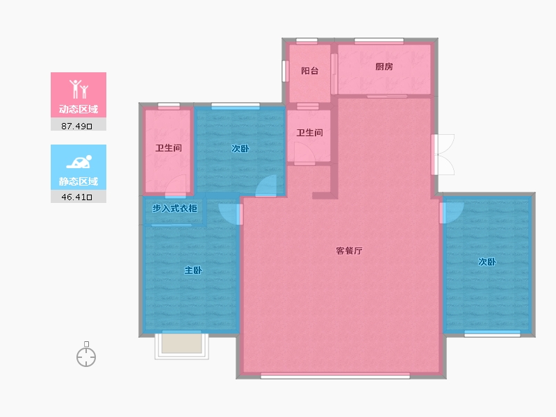 内蒙古自治区-鄂尔多斯市-亿成学府华庭-122.00-户型库-动静分区