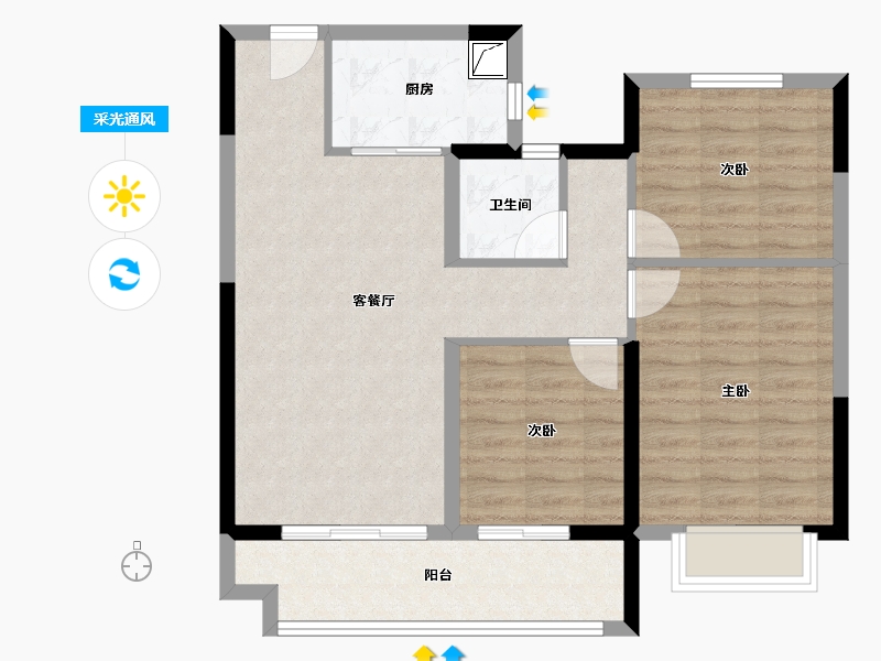 安徽省-蚌埠市-奥园誉府-77.33-户型库-采光通风